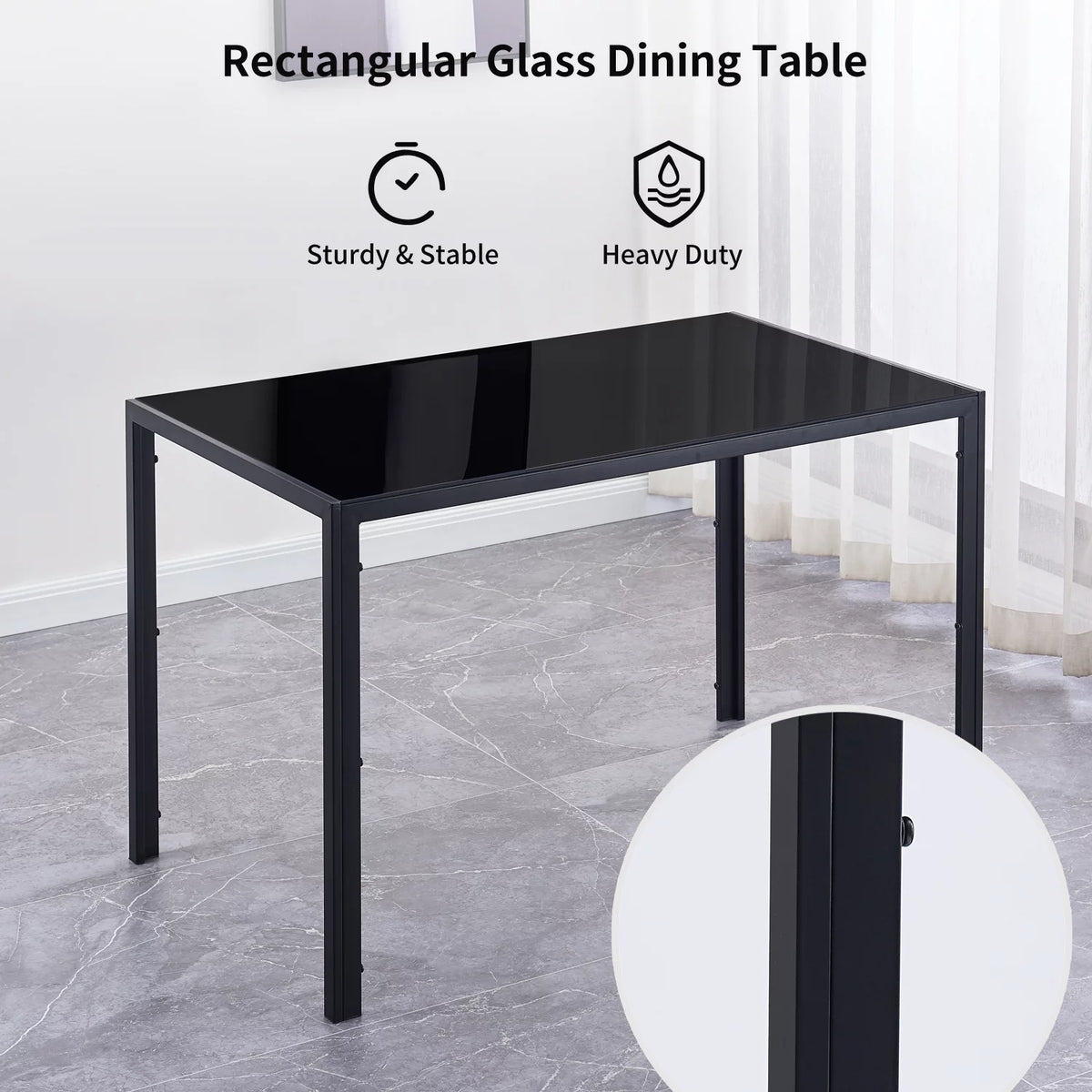 5 Piece Glass Dining Table Set with 4 Velvet Chairs E221470