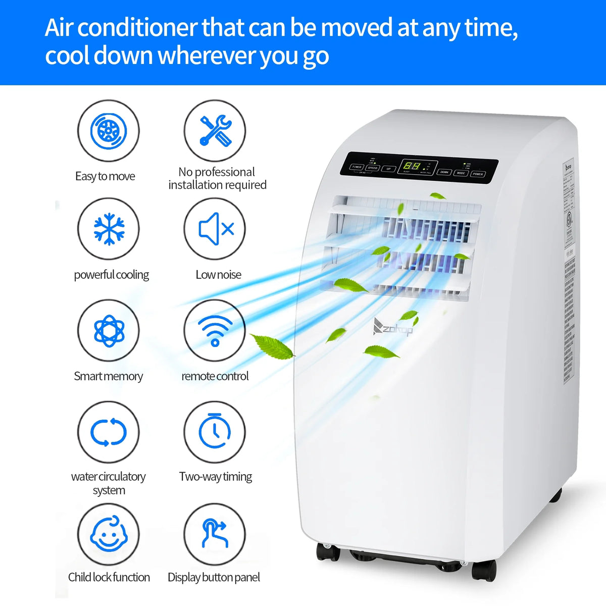 Portable Air Conditioner 7760BTU with Remote Control, White W8470