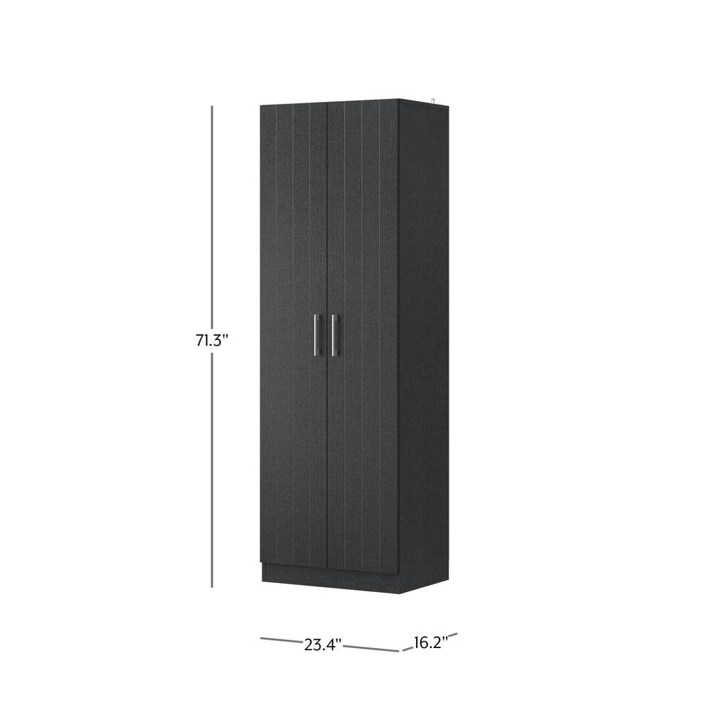 Black Oak Wood Kitchen Pantry with 2 Doors and 4 Shelves O12080