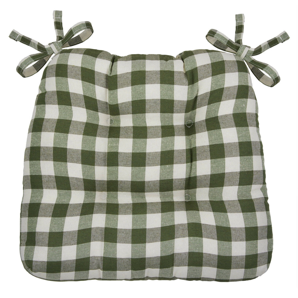 2 Pack Plaid Chair Cushions with Ties V357995