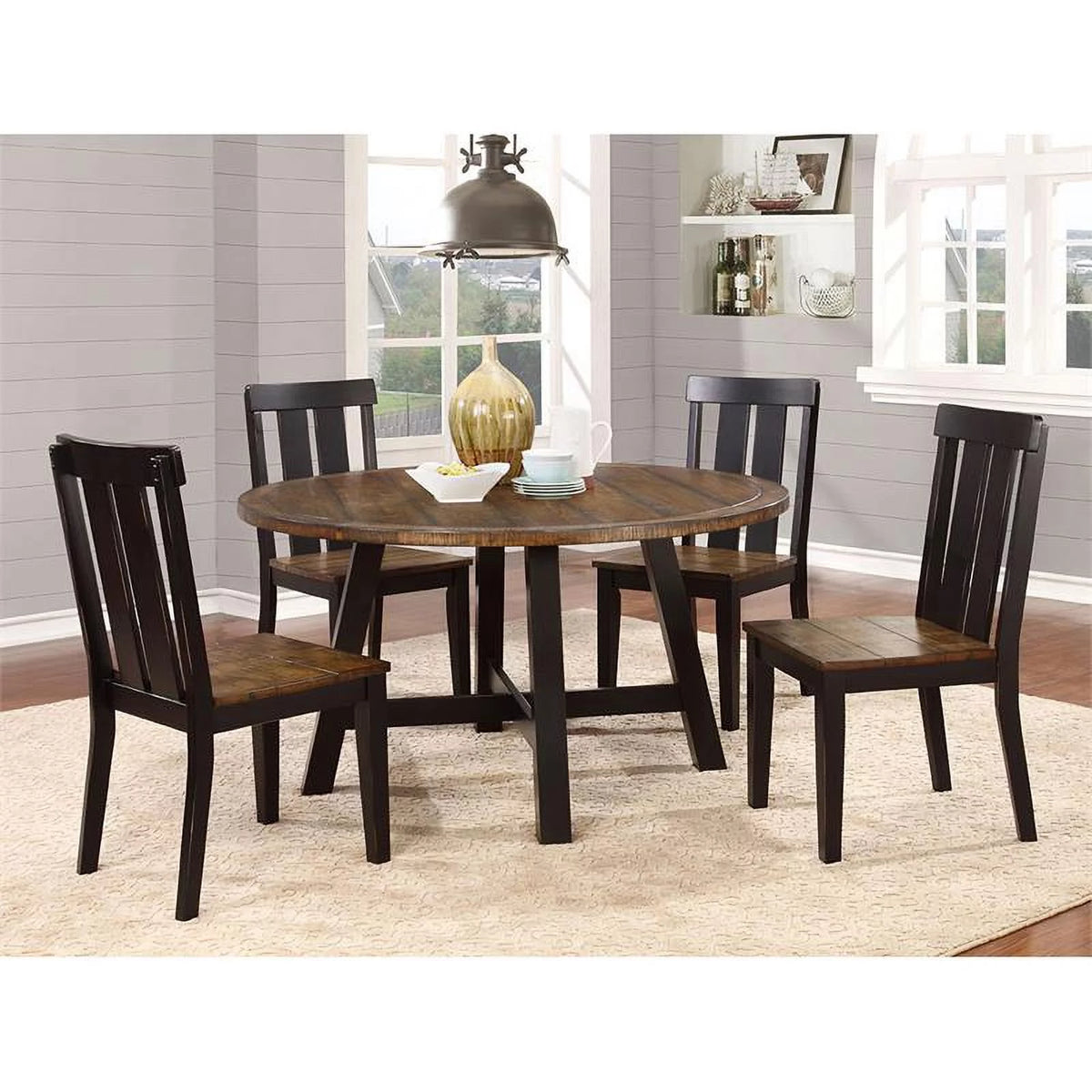 Black Wood Dining Chair Set of 2 M3814