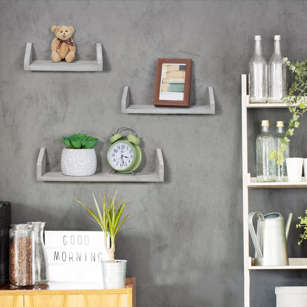Wall-Mounted 3-Piece Wooden Floating Shelf T73850