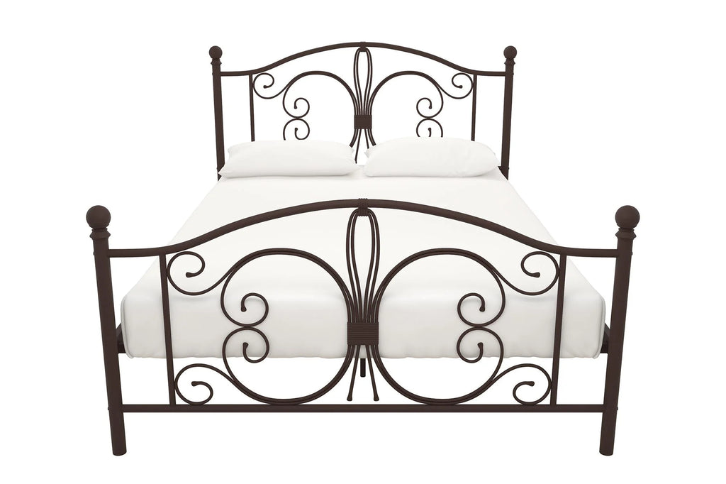 White Queen Metal Platform Bed Frame with Headboard O70500