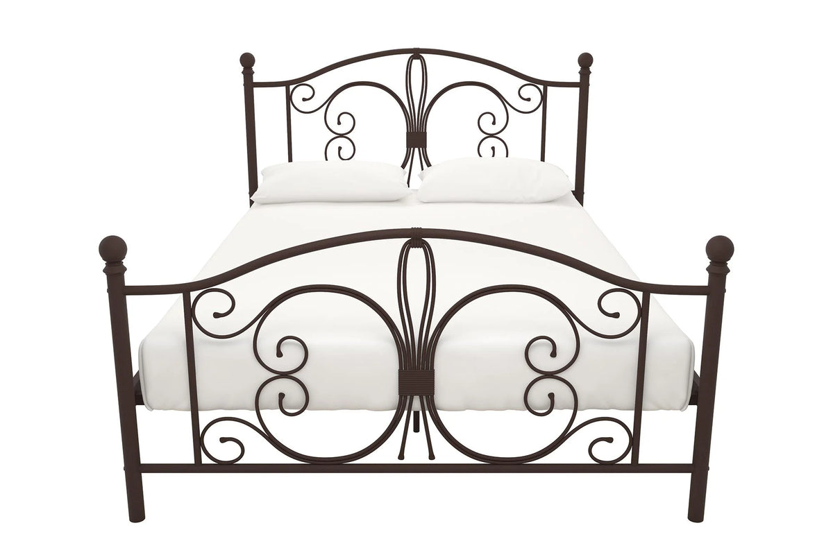 White Queen Metal Platform Bed Frame with Headboard O70500