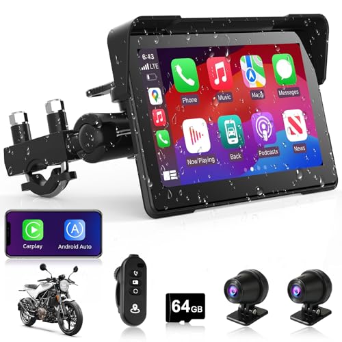 7 inch Motorcycle CarPlay Screen with Dual 2K Cameras O298588