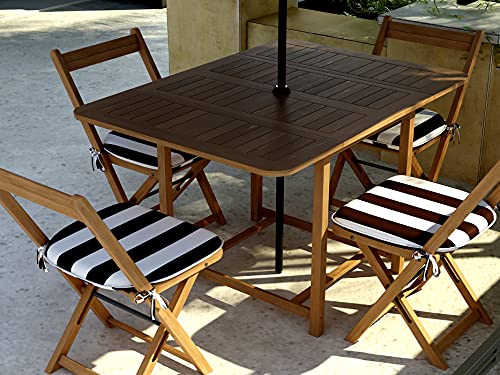Patio Seat Cushions D16 x W17 Inches All Weather Set of 2 Grey Textured V851