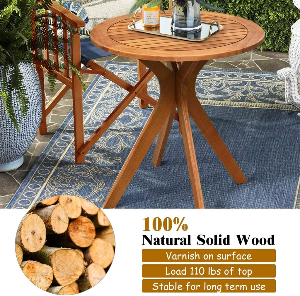 27.5 Inch Eucalyptus Wood Round Bistro Table W133