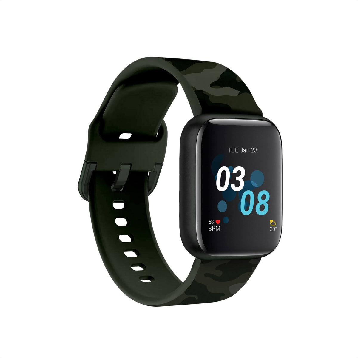 Black Smartwatch with Green Camouflage Strap R149