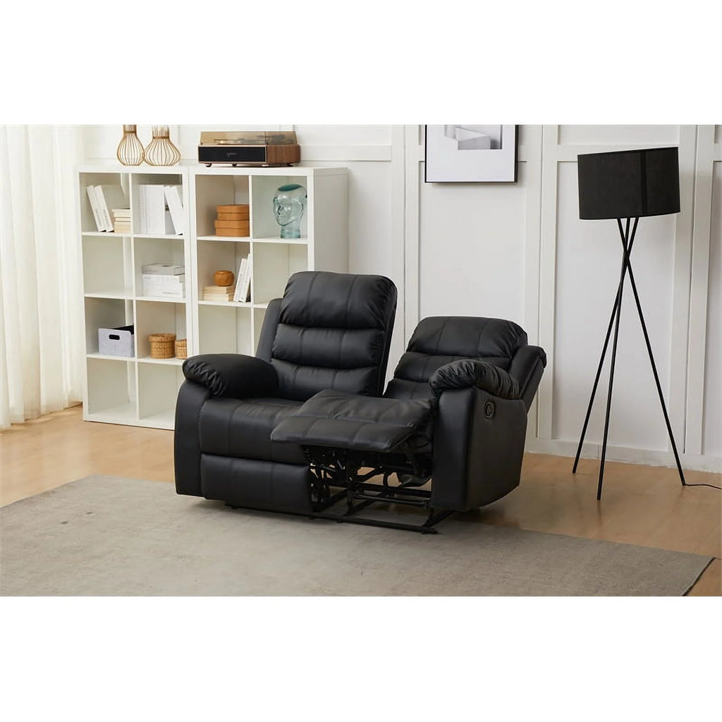 Black Faux Leather Loveseat J377752