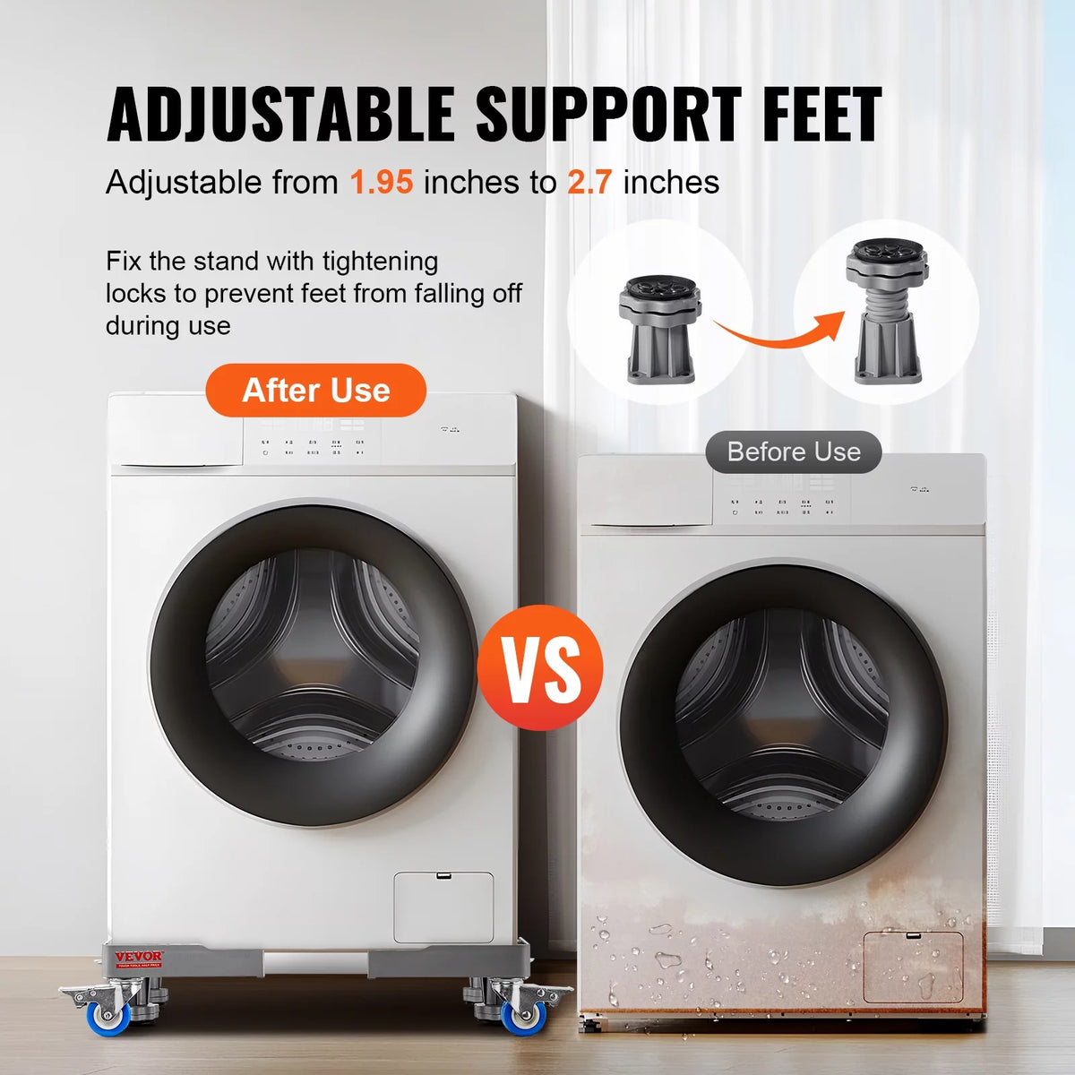 Adjustable Washing Machine Stand 400 lbs 4 Wheels H906