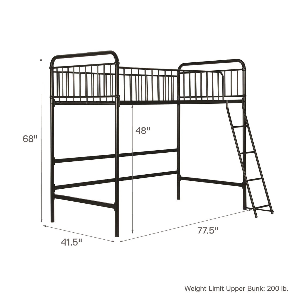 Black Twin Metal Loft Bed S73242