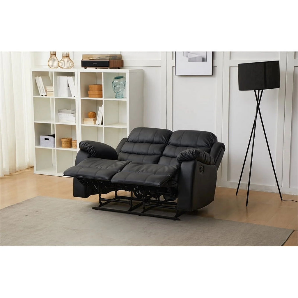 Black Faux Leather Loveseat J377752
