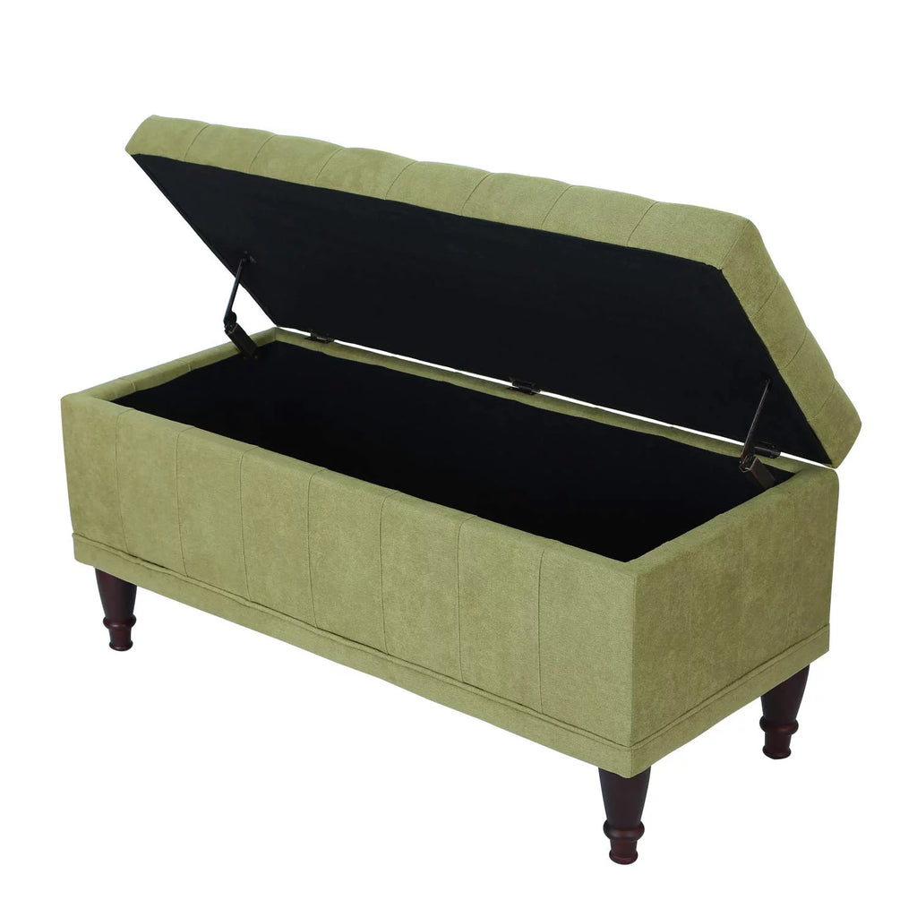 Green Upholstered Storage Ottoman Bench U440