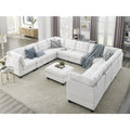 U Shape Modular Sectional Sofa with Seven Single Chair, Four Corner and One Ottoman, Ivory R8301