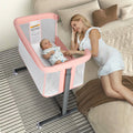 Baby Bassinet with Wheels Adjustable Bedside Sleeper Grey G125