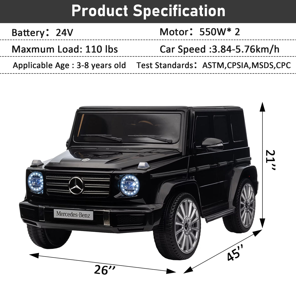 Black 24V Kids Ride on Electric Car I4539