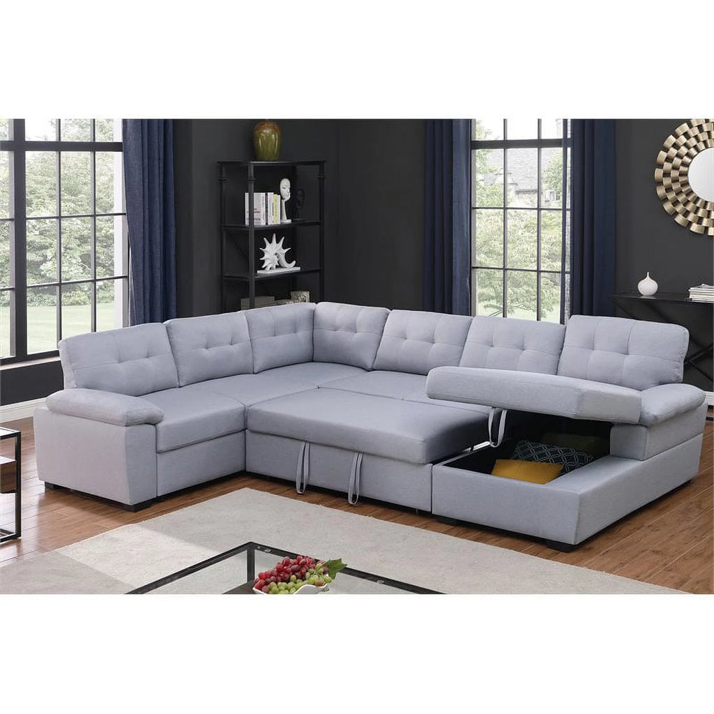 5-Seat Fabric Sleeper Sectional Sofa with Storage Z369