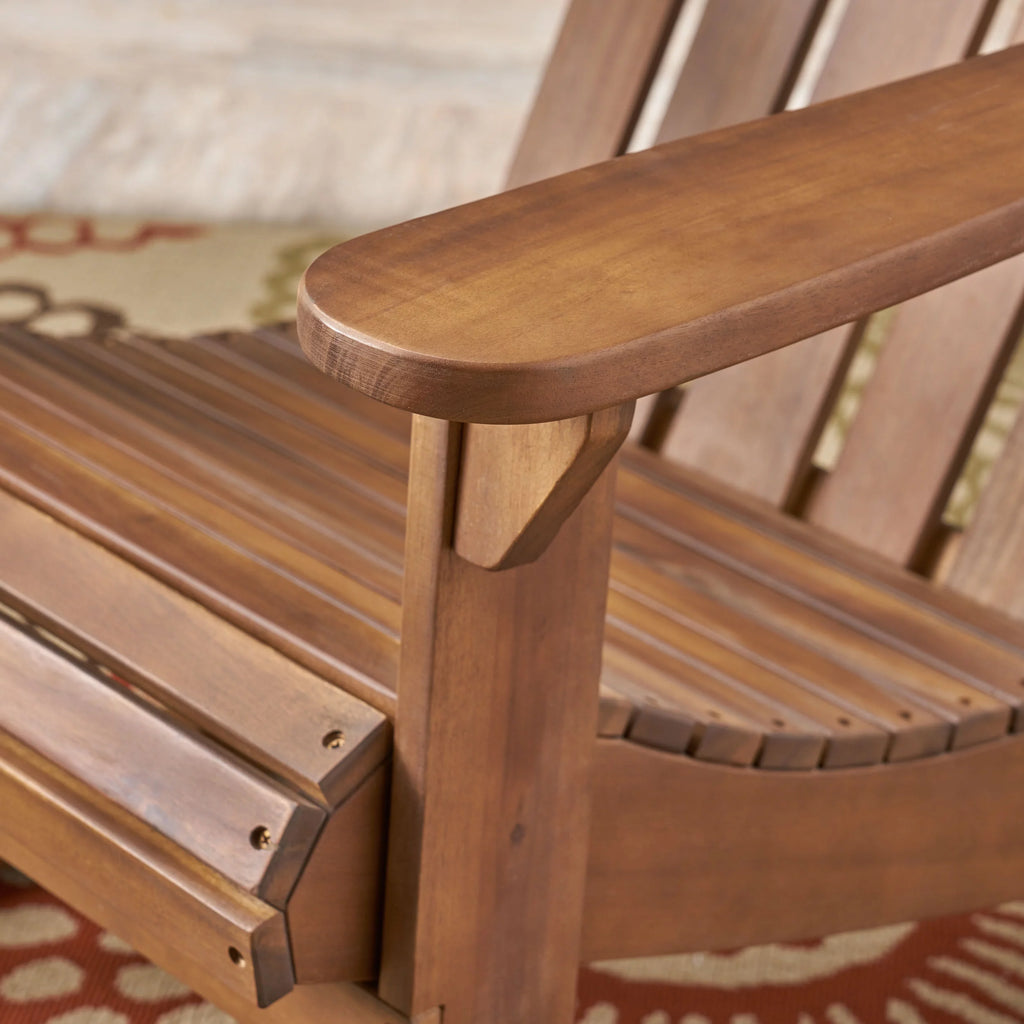 Dark Brown Acacia Wood Adirondack Rocking Chair V9232