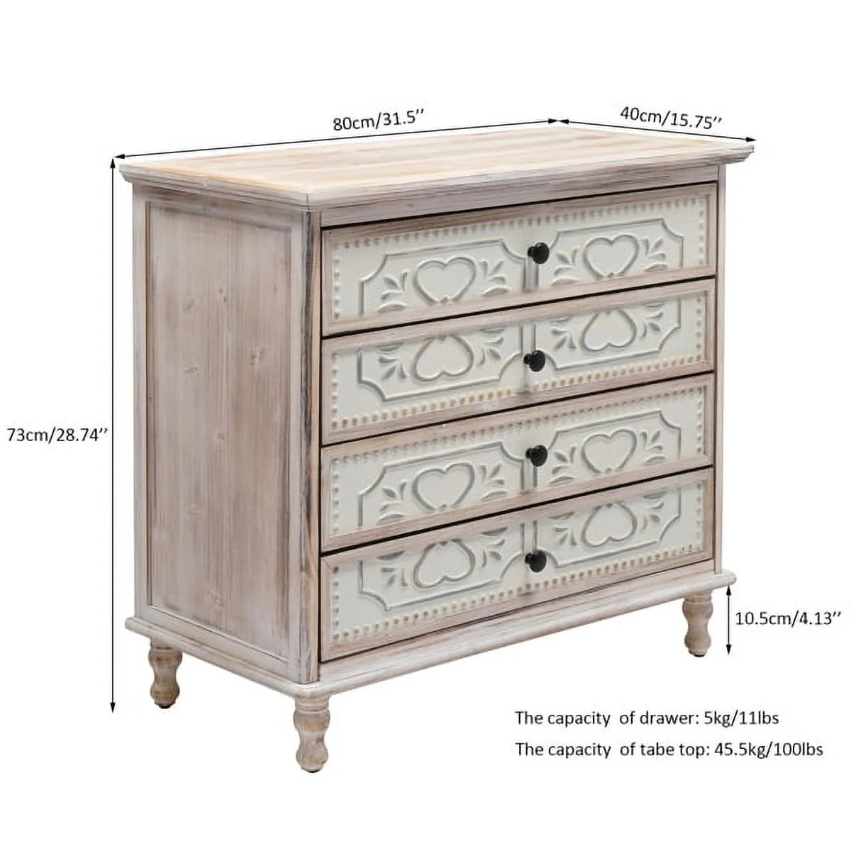 Washed White Drawer Dresser M214
