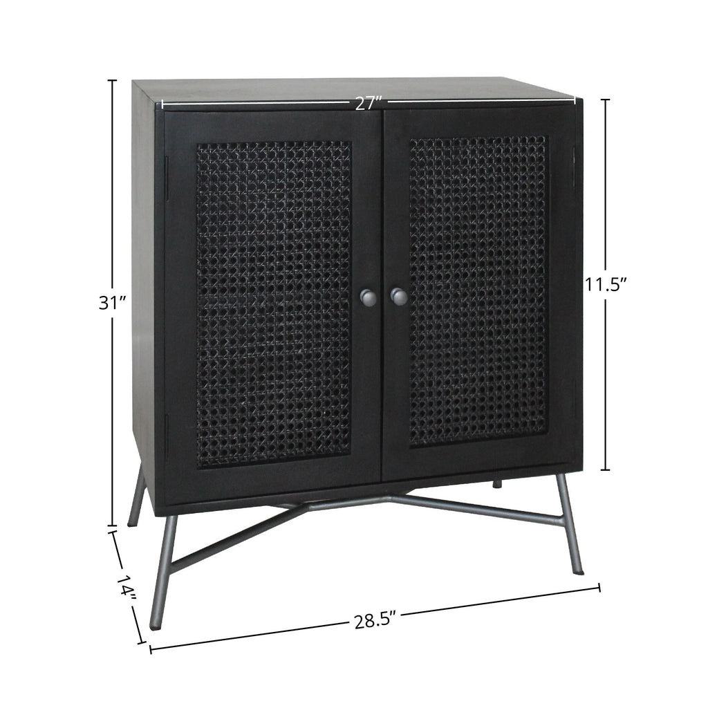 Black 2-Door Wood Nightstand Y751