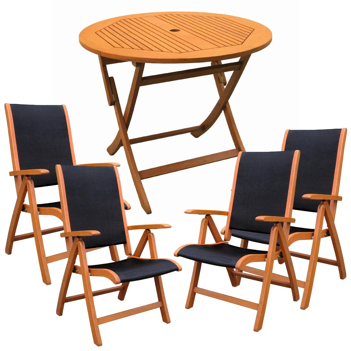 Balau Wood 5 Piece Patio Dining Set A376323