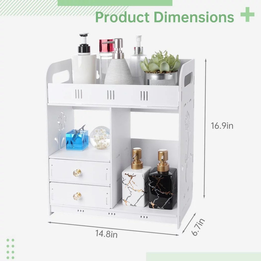 White Wall Mounted Bathroom Cabinet with 2 Drawers M473