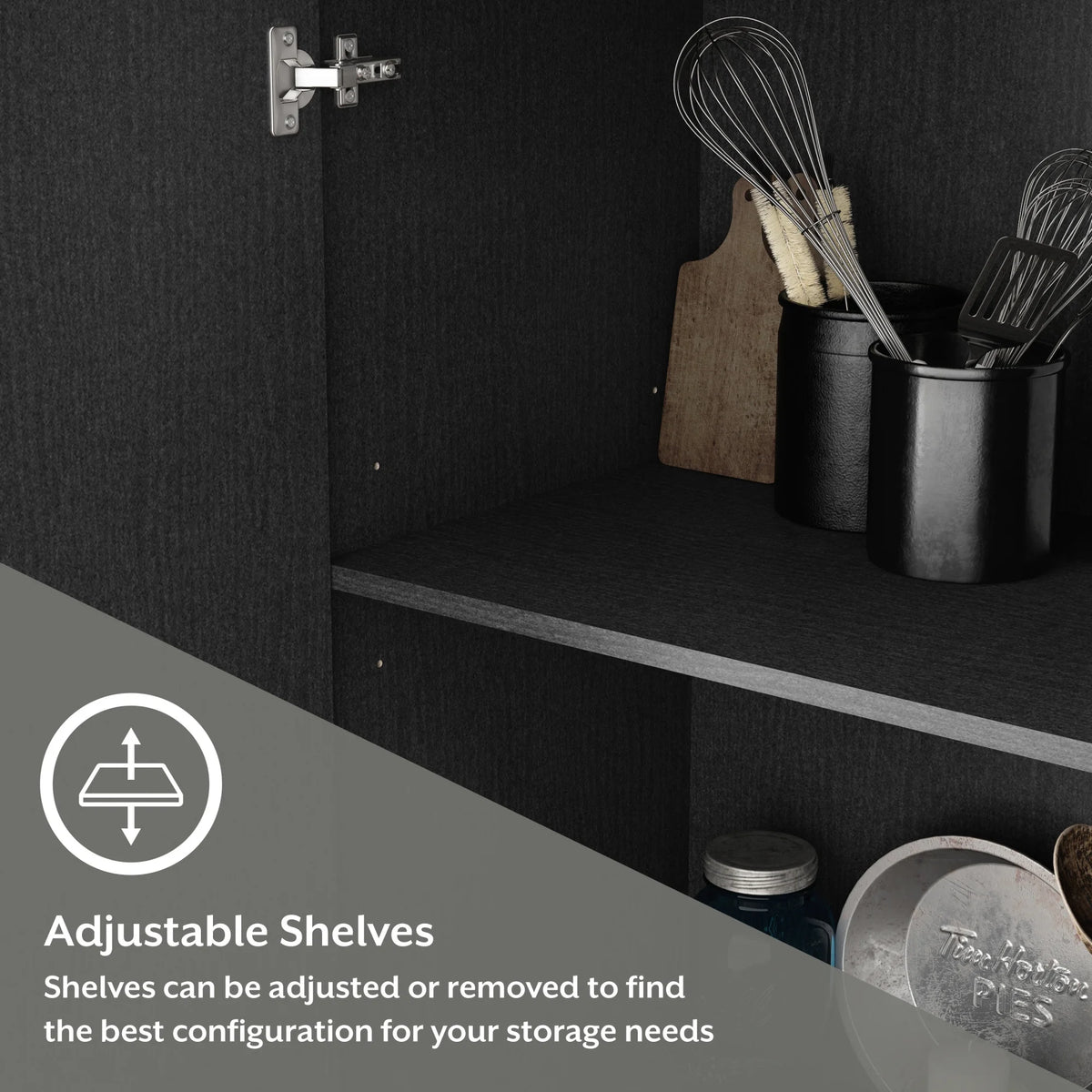 Black Oak Wood Kitchen Pantry with 2 Doors and 4 Shelves O12080