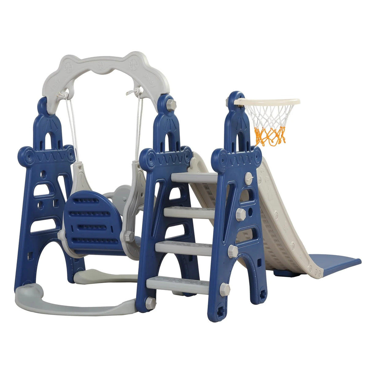 3 in 1 Kids Slide and Swing Set with Basketball Hoops S102222