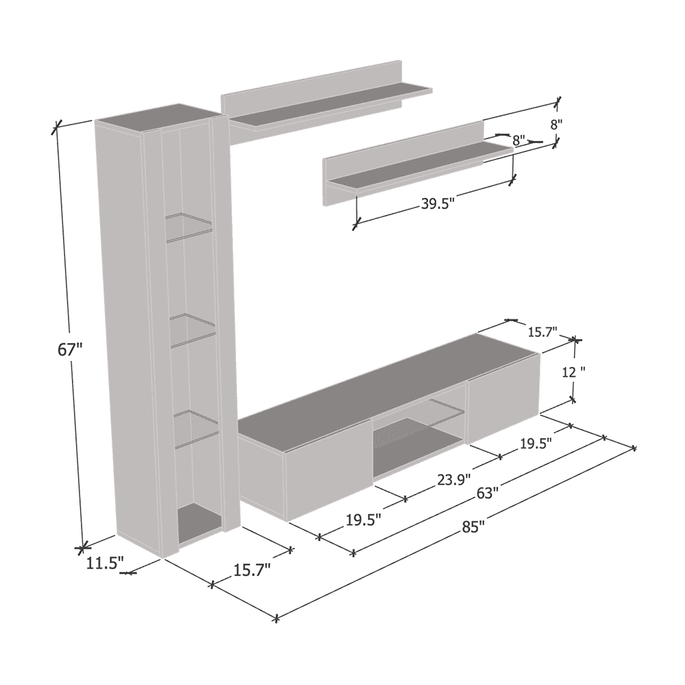Wall Mounted Floating Entertainment Center P831445