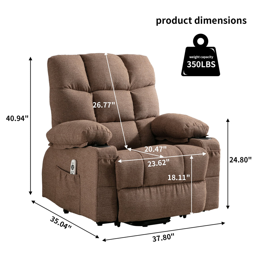 Brown Power Lift Recliner Chair with Massage and Heating O253608