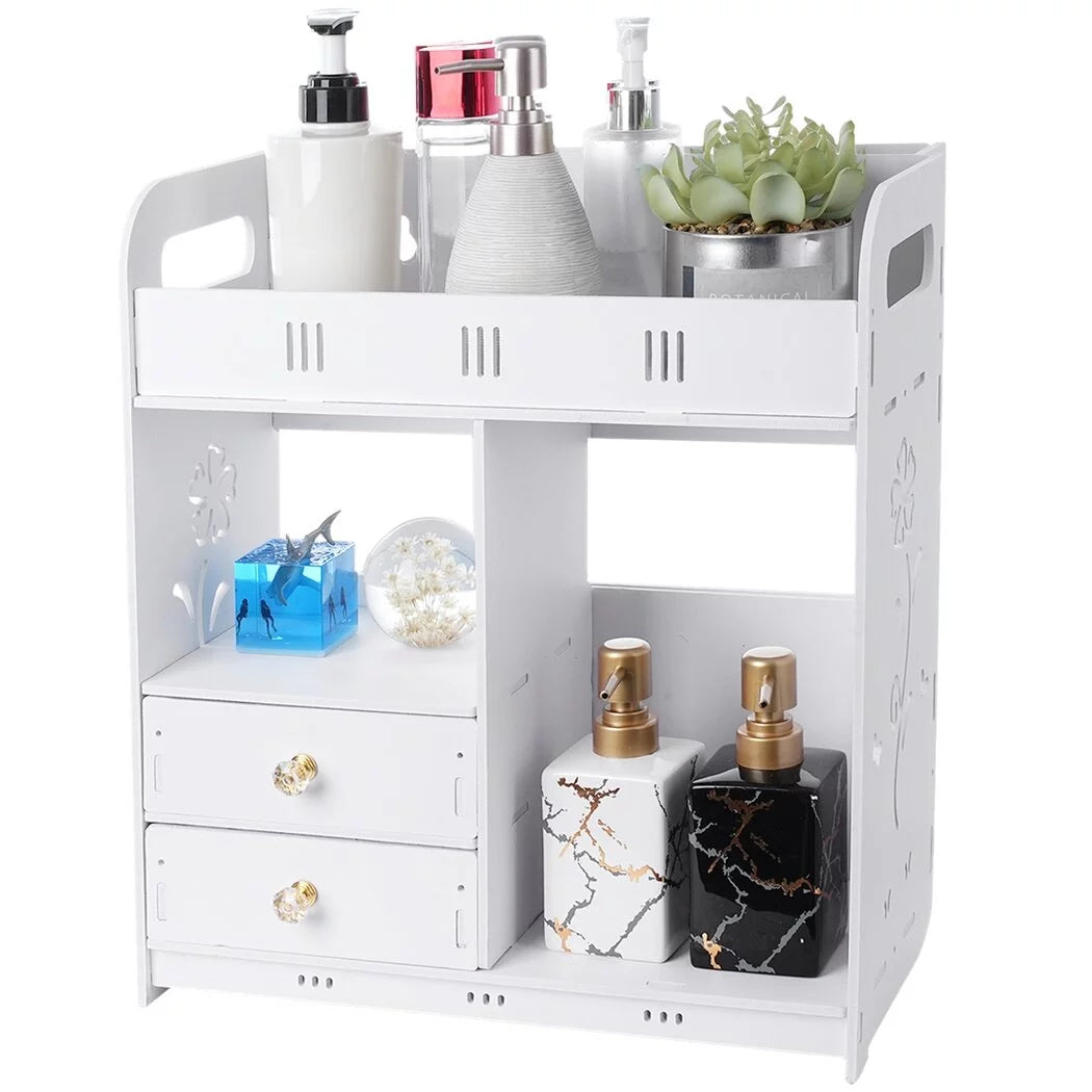 White Wall Mounted Bathroom Cabinet with 2 Drawers M473