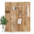 5.6Ft Wood Pegboard 4 Panel Folding Room Divider A8214