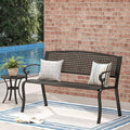 50” Long Black Metal Garden Bench with Backrest and Armrests K6118
