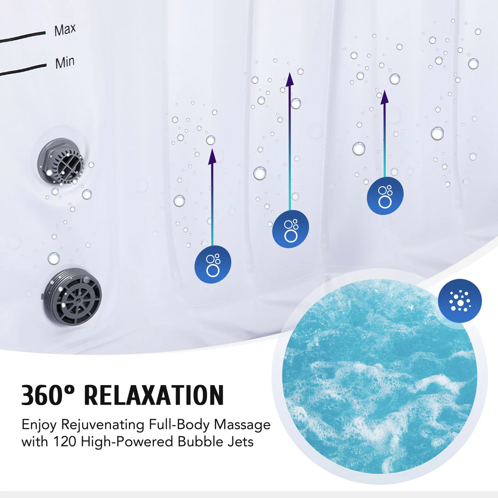 4 Person 6ft Inflatable Hot Tub Pool with Massage Jets J512554