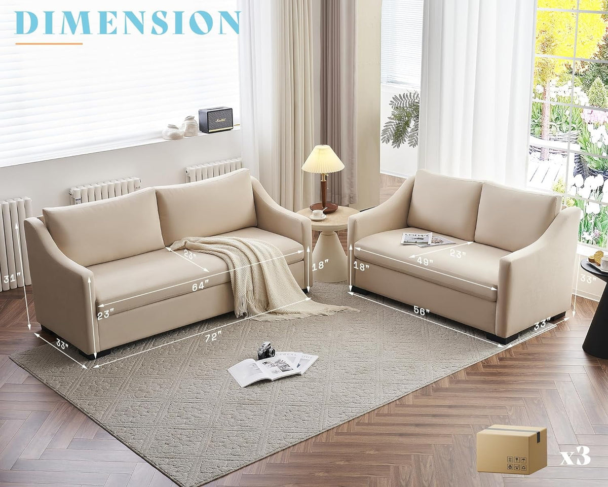 Beige Chenille 2 Piece Sofa C189143