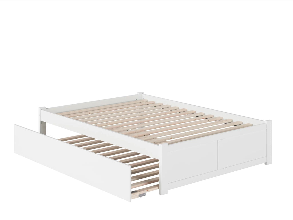 White Full Platform Bed with Trundle G9959