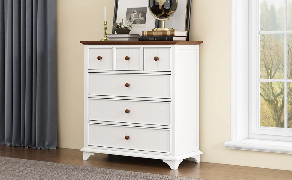 White Wooden 6 Drawer Chest N288