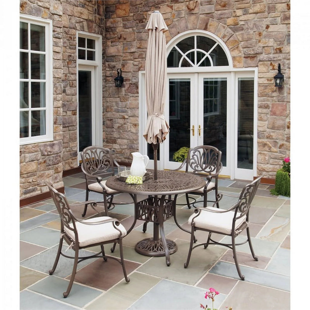 Brown Cast Aluminum Round Outdoor Dining Table T196