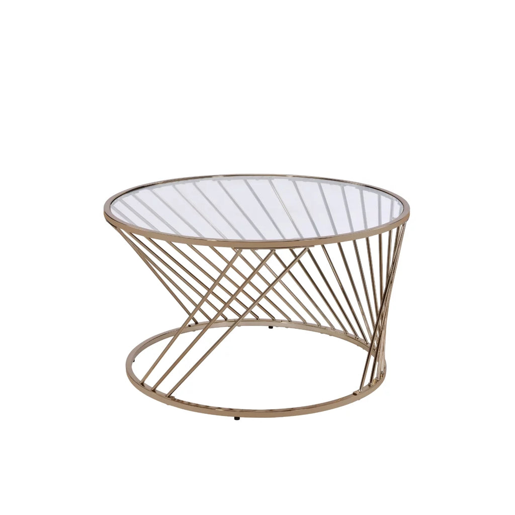 Contemporary Coffee Table with Metal Base and Glass Top M53609