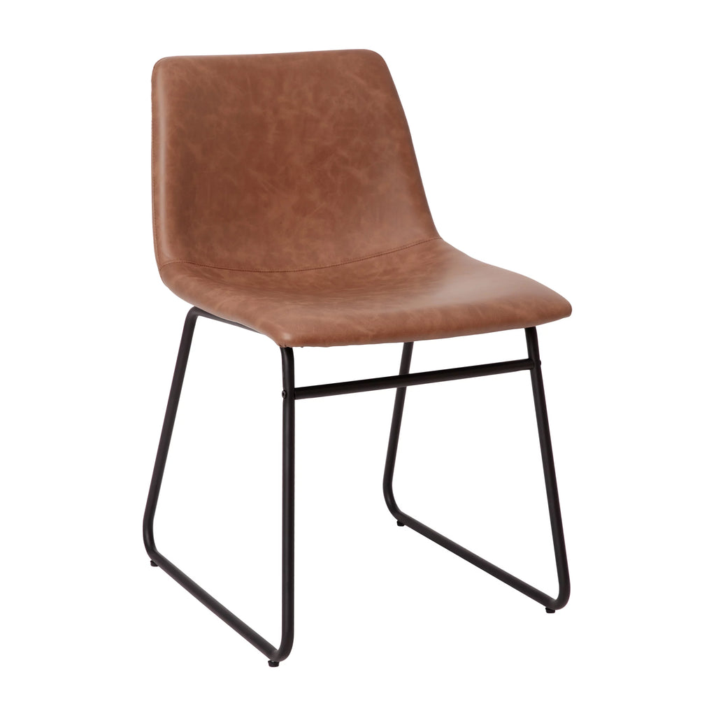 Light Brown Faux Leather Dining Chair Set of 2 C91045