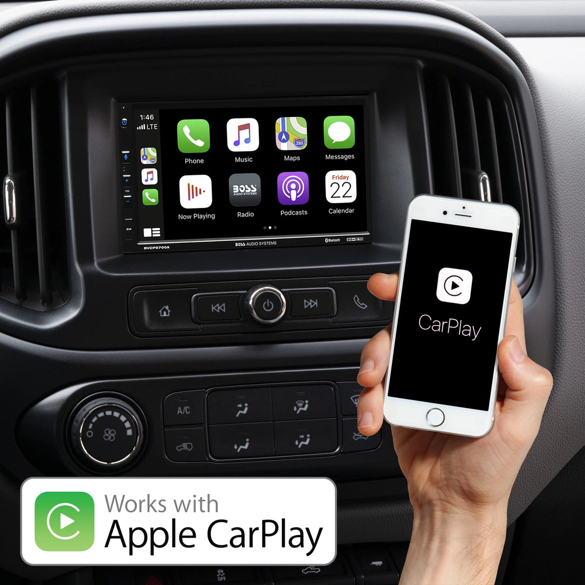 Double Din 7 Inch Touchscreen Car Stereo with Apple CarPlay Android Auto Bluetooth N77994