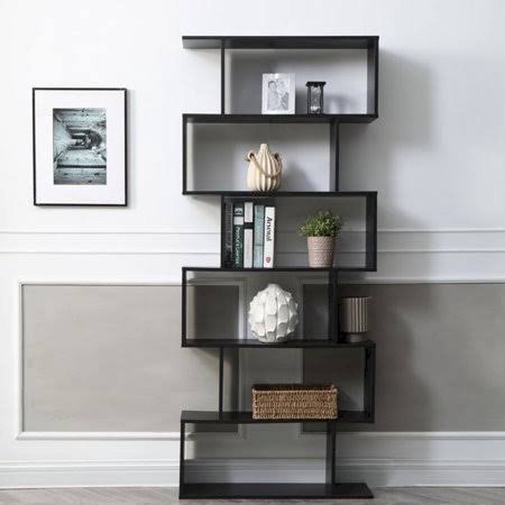 Black 6-Shelf Modular Bookcase J226