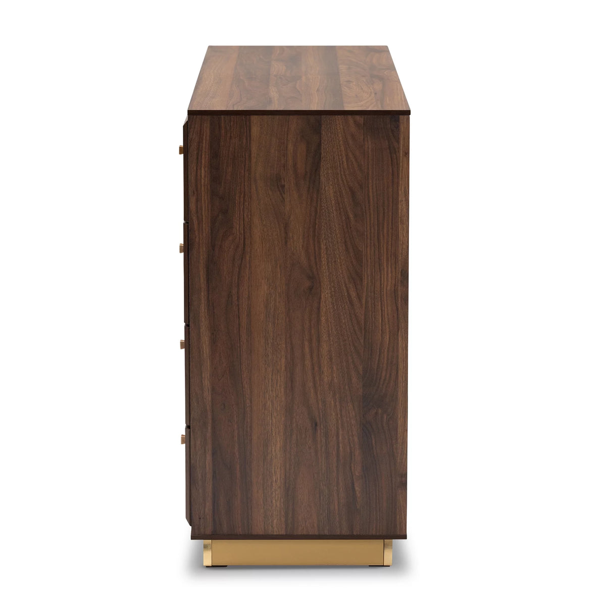 Walnut Brown Wood and Gold Metal 8-Drawer Dresser Q15883