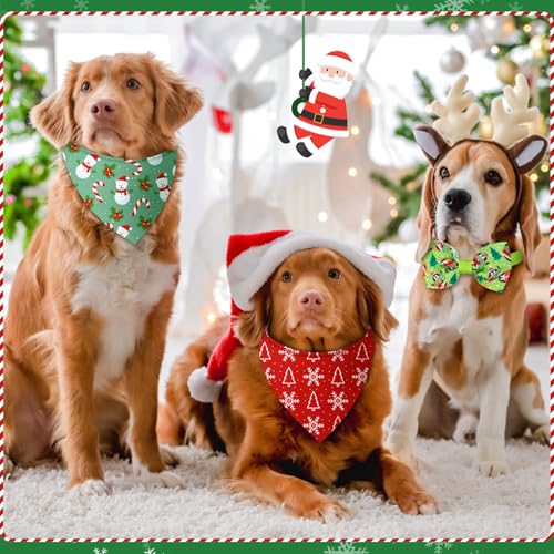 100 Pcs Christmas Dog Bandanas and Collar Bow Ties Set F762180