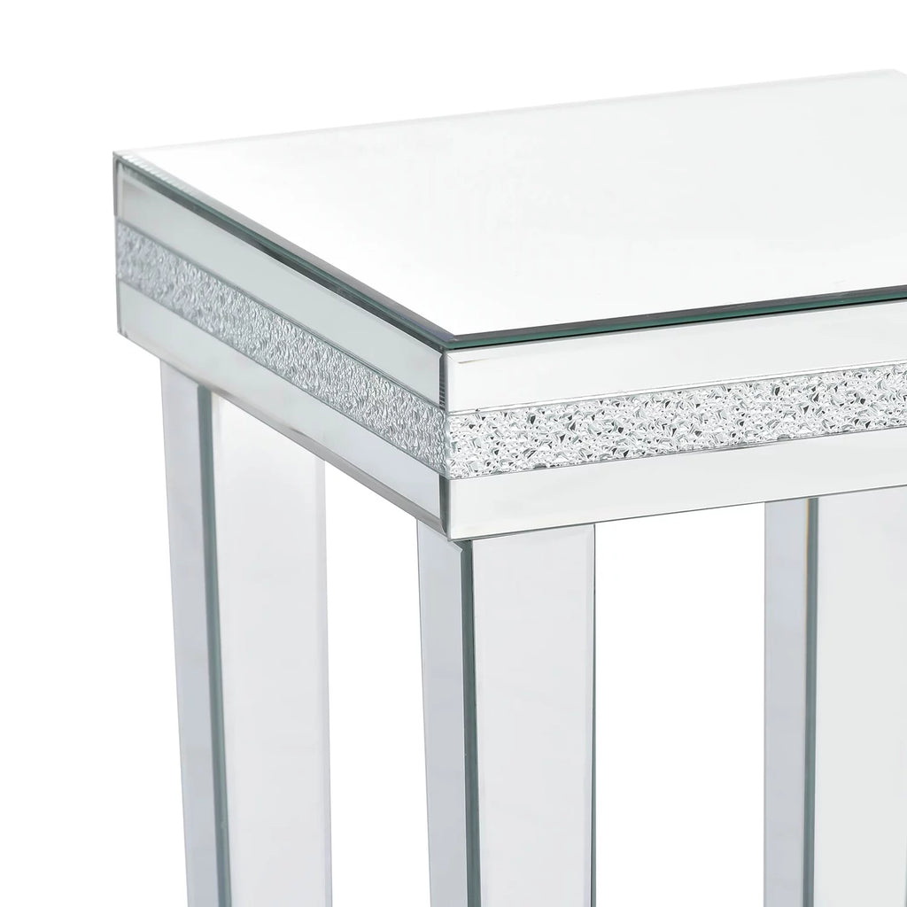 Glass Mirrored Side Table with Adjustable Height Legs M794956