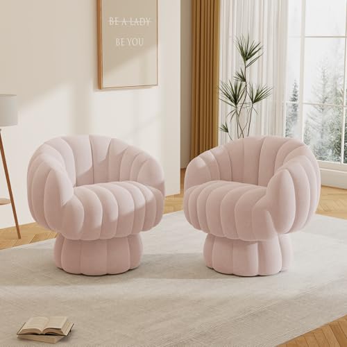 Beige Velvet Barrel Swivel Accent Sofa Chair R999