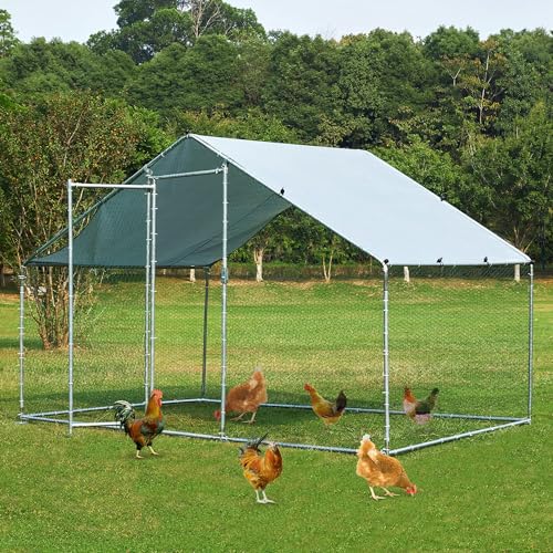 Large Walk-in Metal Chicken Coop with Waterproof Cover C131260
