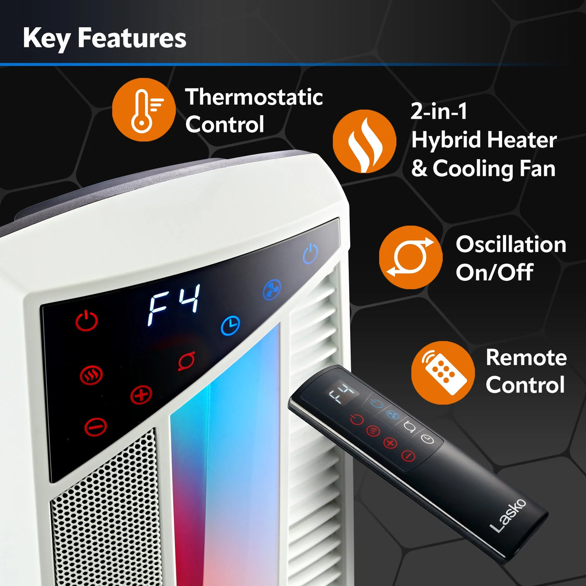 Black High Velocity Fan and Ceramic Space Heater with Remote H803423