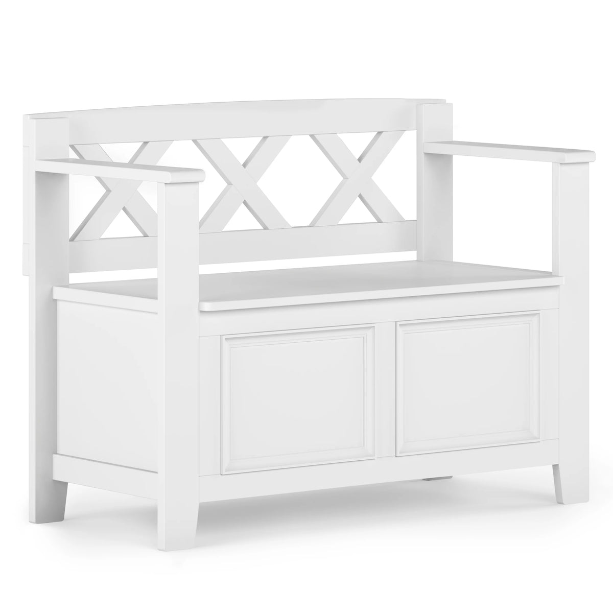 White Solid Wood 36 Inch Storage Bench T150