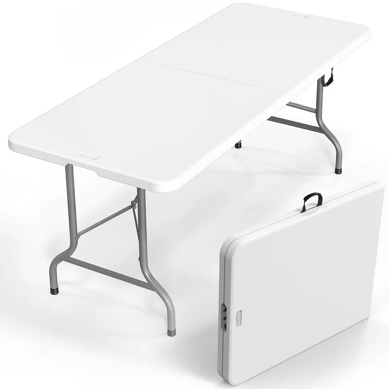 6FT Folding Picnic Table Portable Plastic with Carrying Handle Q7474